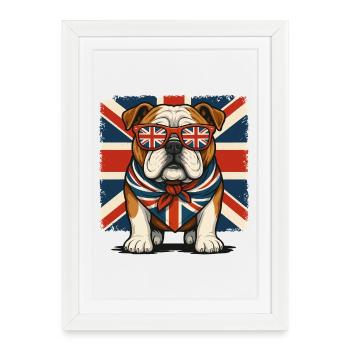 Bulldog with British Flag Accessories - Framed poster (27 × 37 cm) - white - Front
