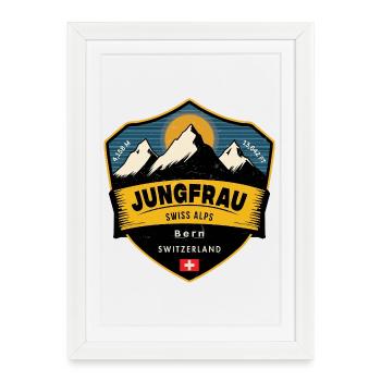Jungfrau, Schweizer Alpen, Schweiz - Gerahmtes Poster (27 × 37 cm) - Weiß - Vorne