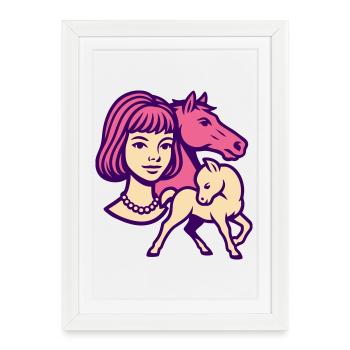 Horse Girl Pop Art Pink - Framed poster (27 × 37 cm) - white - Front