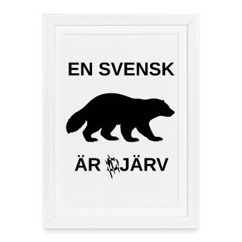 Un Suédois est järv (gras) (jeu de mots) (silhouette) 🇸🇪 - Affiche encadrée (27 × 37 cm) - blanc - Devant