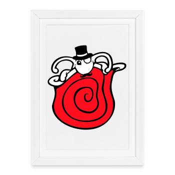 M. Escargot Sir Cylindre Monocle Riche Riche - Affiche encadrée (27 × 37 cm) - blanc - Devant