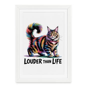 Art coloré du chat arc-en-ciel - Affiche encadrée (27 × 37 cm) - blanc - Devant