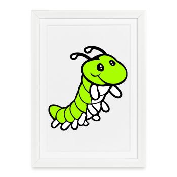 Caterpillar sweet sweet little smiles friendly happy - Framed poster (27 × 37 cm) - white - Front