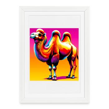 chameau - Affiche encadrée (27 × 37 cm) - blanc - Devant