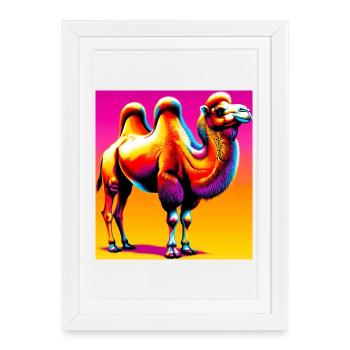 chameau - Affiche encadrée (27 × 37 cm) - blanc - Devant
