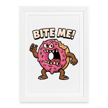 Aggressive Donut Monster Design - Framed poster (27 × 37 cm) - white - Front