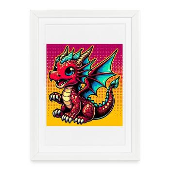 dragon - Framed poster (27 × 37 cm) - white - Front
