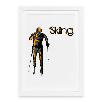Ski de fond - Affiche encadrée (27 × 37 cm) - blanc - Devant