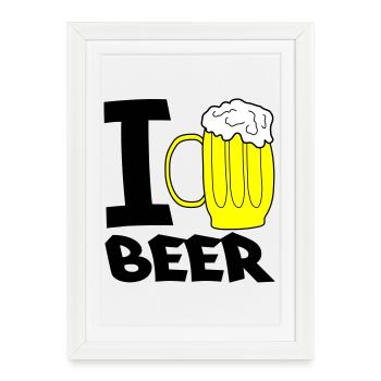 Croquis de chope de chope de bière jaune - Affiche encadrée (27 × 37 cm) - blanc - Devant