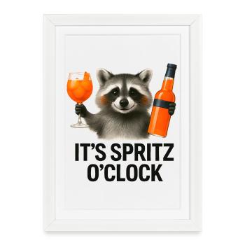 C’est Spritz O’Clock Idée de cadeau pour la fête du raton laveur - Affiche encadrée (27 × 37 cm) - blanc - Devant