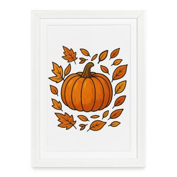 Autumnal pumpkin wreath - Framed poster (27 × 37 cm) - white - Front