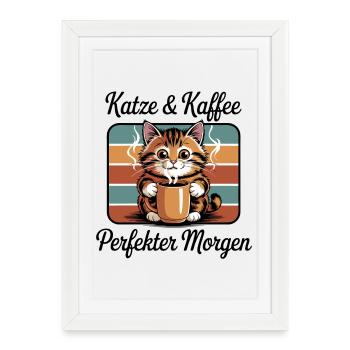 Cat Coffee Retro Coffee Break - Framed poster (27 × 37 cm) - white - Front