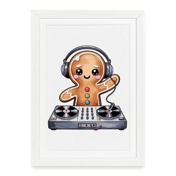KeksDJ with headphones - Framed poster (27 × 37 cm) - white - Front