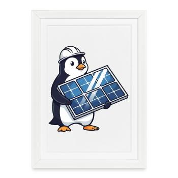 Funny Penguin Installer Electrician Solar - Framed poster (27 × 37 cm) - white - Front