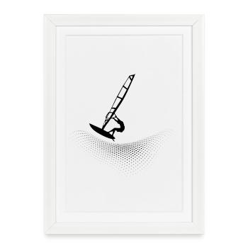 Windsurfers on points wave - Framed poster (27 × 37 cm) - white - Front