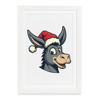 Âne de Noël - Affiche encadrée (27 × 37 cm) - blanc - Devant