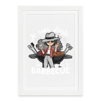 Cadeau Fête des Pères Barbecue Maître Grillades - Affiche encadrée (27 × 37 cm) - blanc - Devant