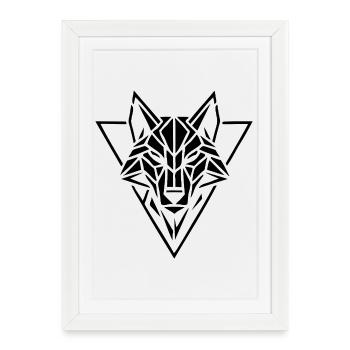 T-shirt loup géométrique Alpha Spirit - Affiche encadrée (27 × 37 cm) - blanc - Devant