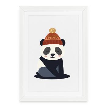 Cute panda with winter hat – winter motif - Framed poster (27 × 37 cm) - white - Front