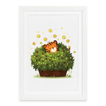 Magie du tigre caché dans la brousse - Affiche encadrée (27 × 37 cm) - blanc - Devant