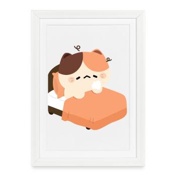 Sleepy Tortie Cat - Framed poster (27 × 37 cm) - white - Front
