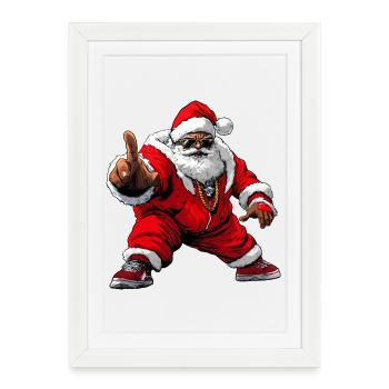 Hip-Hop Santa Claus / Rapper - Framed poster (27 × 37 cm) - white - Front