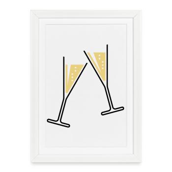 2 Sektgläser (Sekt / Trichter / Offen / 2C) - Affiche encadrée (27 × 37 cm) - blanc - Devant