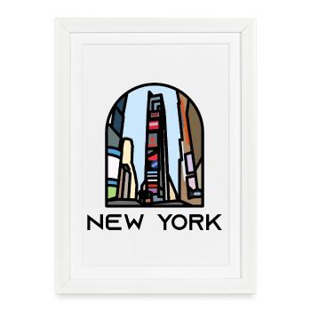 New York - Times Square - Affiche encadrée (27 × 37 cm) - blanc - Devant