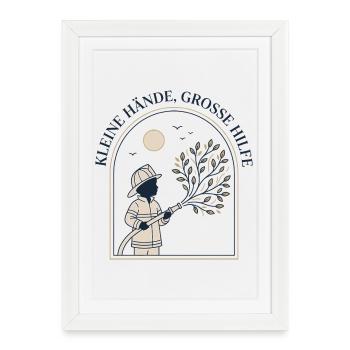 Petites mains, beaucoup d’aide - Affiche encadrée (27 × 37 cm) - blanc - Devant