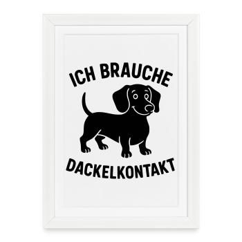Contact teckel - Affiche encadrée (27 × 37 cm) - blanc - Devant