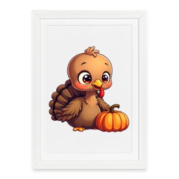 Bébé dinde de Thanksgiving - Affiche encadrée (27 × 37 cm) - blanc - Devant