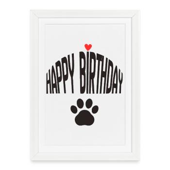 Joyeux anniversaire chien - Affiche encadrée (27 × 37 cm) - blanc - Devant