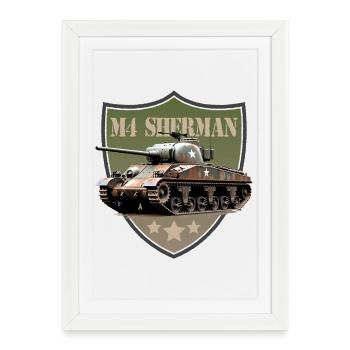 Blason du char M4 Sherman - Affiche encadrée (27 × 37 cm) - blanc - Devant