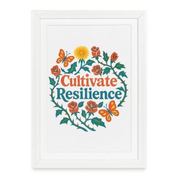 Cultivate Resilience Floral Heart - Framed poster (27 × 37 cm) - white - Front