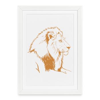Illustration de la ligne de lion en bronze - Affiche encadrée (27 × 37 cm) - blanc - Devant