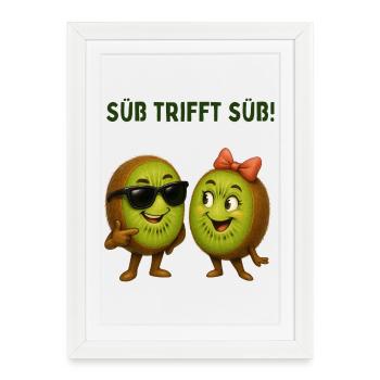 Sweet rencontre duo kiwi - Affiche encadrée (27 × 37 cm) - blanc - Devant