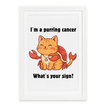 Chat du Zodiaque Cancer – Mignon Cancer Zodiac - Affiche encadrée (27 × 37 cm) - blanc - Devant