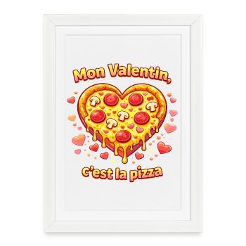 My Valentine's Day Is Pizza Saint V Funny T-Shirt - Framed poster (27 × 37 cm) - white - Front