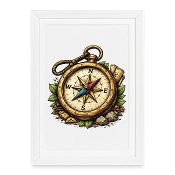 Compass Adventure - Framed poster (27 × 37 cm) - white - Front
