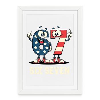 US Flag 67 Memes Six Seven - Affiche encadrée (27 × 37 cm) - blanc - Devant