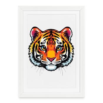 Cute tiger head - Framed poster (27 × 37 cm) - white - Front