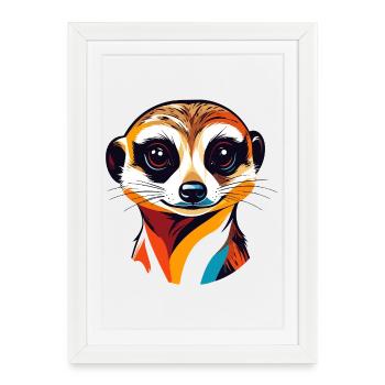 Illustration colorée de tête de suricate - Affiche encadrée (27 × 37 cm) - blanc - Devant