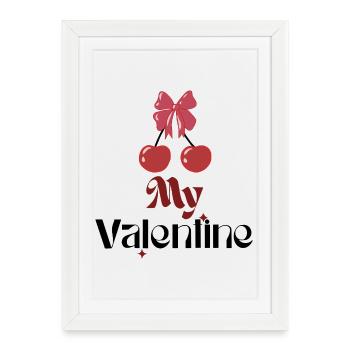 Mon nœud cerise de la Saint-Valentin - Affiche encadrée (27 × 37 cm) - blanc - Devant