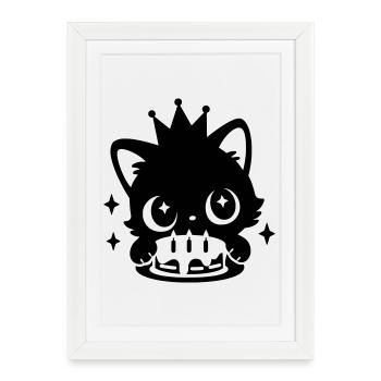 Birthday Cat with Crown | Cute Party Motif - Framed poster (27 × 37 cm) - white - Front