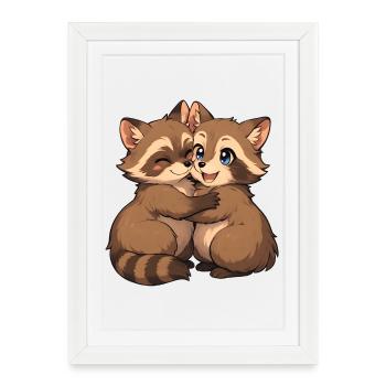 Des amis rayés câlins - Affiche encadrée (27 × 37 cm) - blanc - Devant