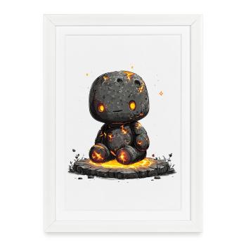 Lava Stone Figure Glowing Lava Motif - Framed poster (27 × 37 cm) - white - Front