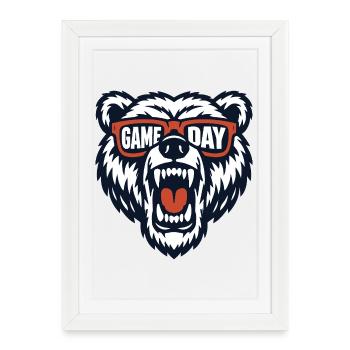 Bear Football Game Day Fan Wildlife Humor - Framed poster (27 × 37 cm) - white - Front