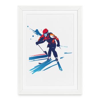 Biathlète dans le tourbillon de couleurs - Affiche encadrée (27 × 37 cm) - blanc - Devant