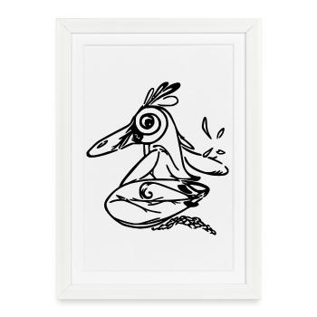 Surfing Penguin - Framed poster (27 × 37 cm) - white - Front