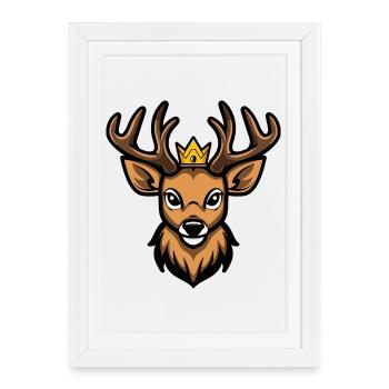 Couronne de tête de cerf - Affiche encadrée (27 × 37 cm) - blanc - Devant